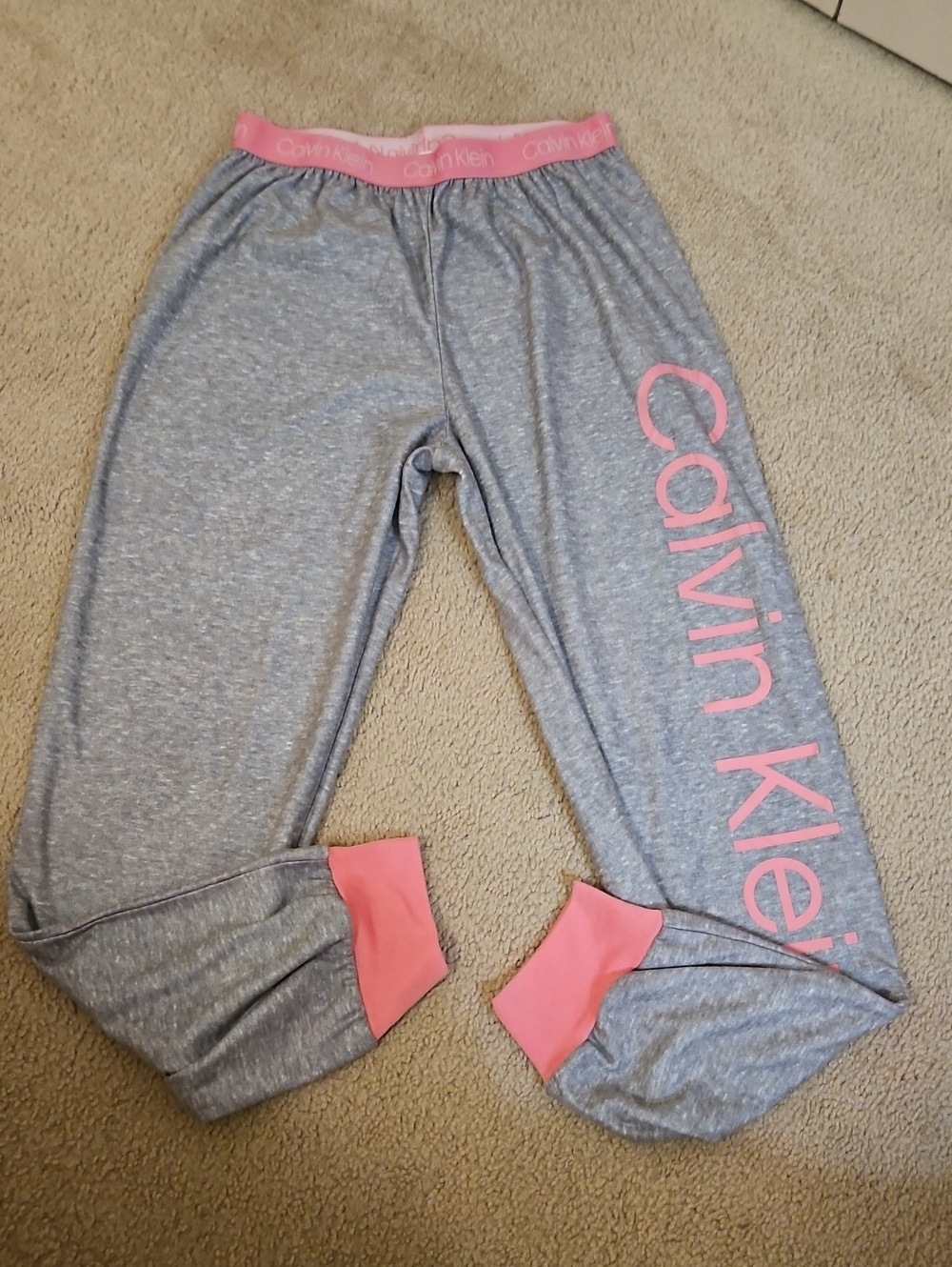 Calvin Klein pajama bottoms gray & pink size M 10/12 soft material